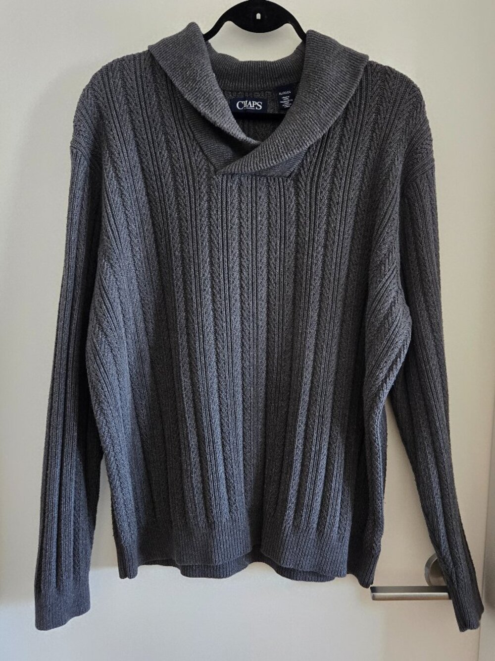Chaps by Ralph Lauren Cable Knit Shawl Collar Sweater – Men's XL – Heather Grey